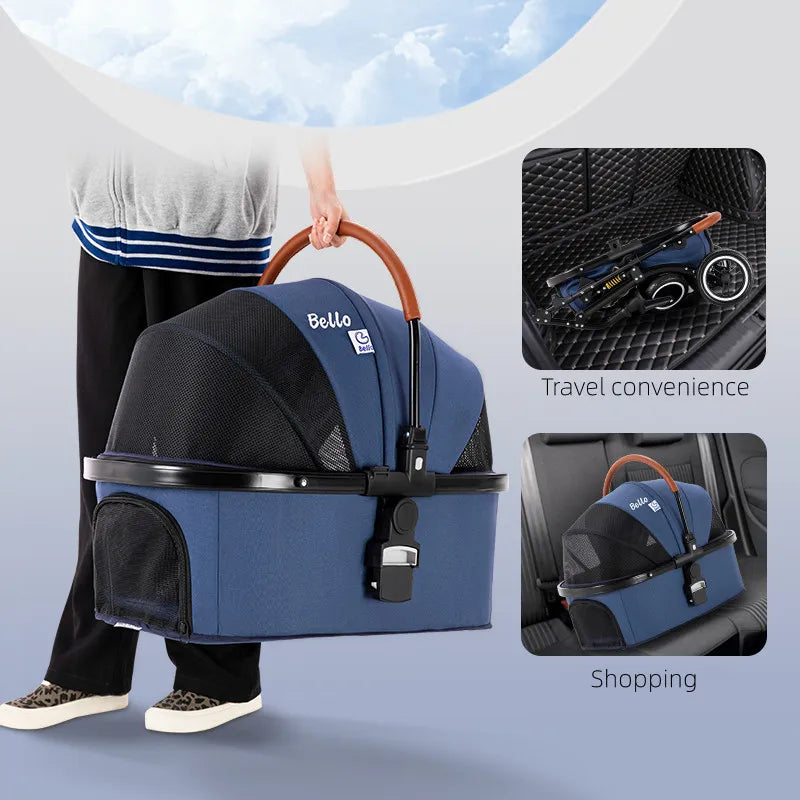 Bello Car Trunk-Compatible Foldable Pet Stroller for Dogs — Portable Travel Cart for On-the-Go Outings