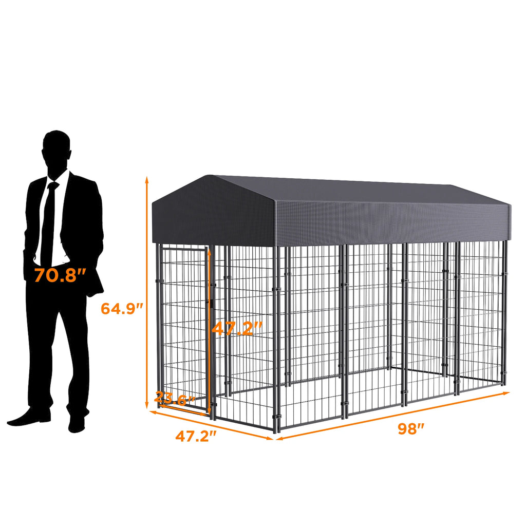 Heavy-Duty Outdoor Dog Kennel with Roof & Cover