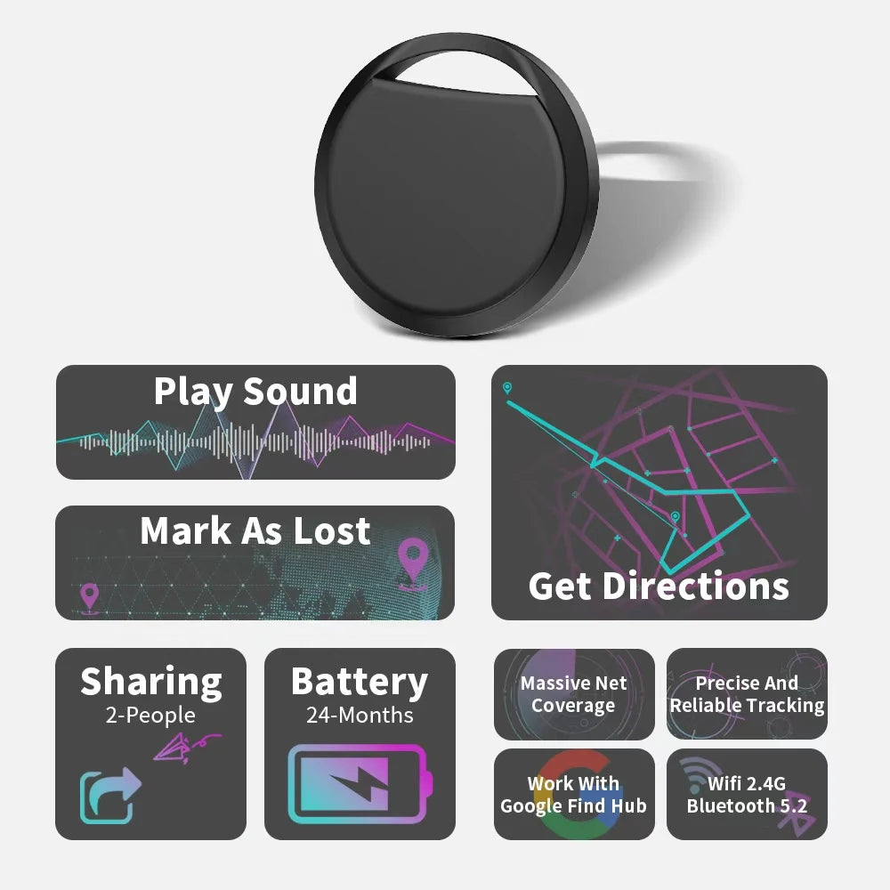 Mini Bluetooth GPS Smart Tracker for Google Find Hub - Anti-Loss for Pets & Keys