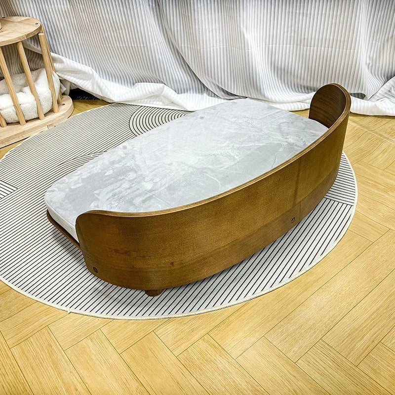 U-Shaped Solid Wood Pet Sofa Bed for Small & Medium Dogs