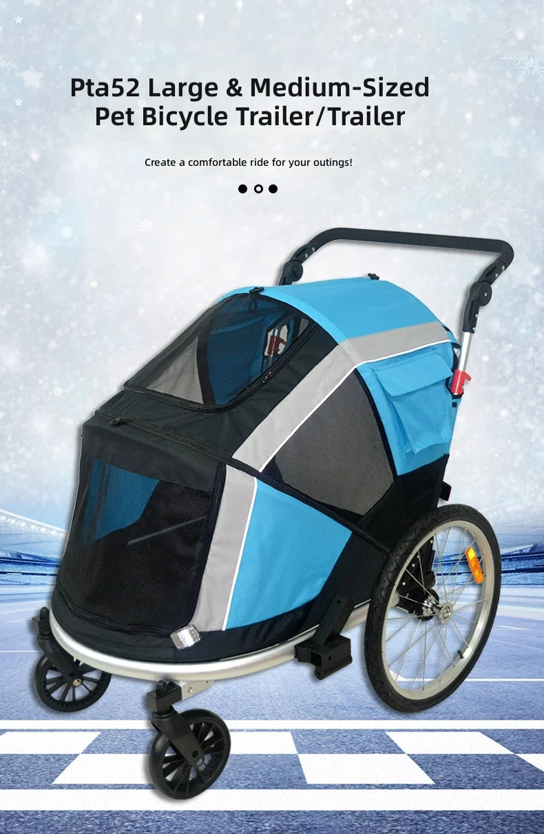 2-in-1 Pet Bicycle Trailer & Dog Stroller with Detachable Design — Portable Foldable Outdoor Cart