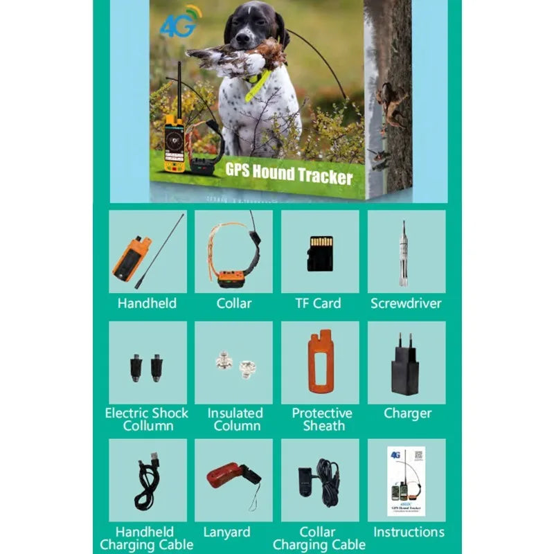 Professional Hunting Dog GPS Tracker with Real-Time Compass & 20-Collar Sync