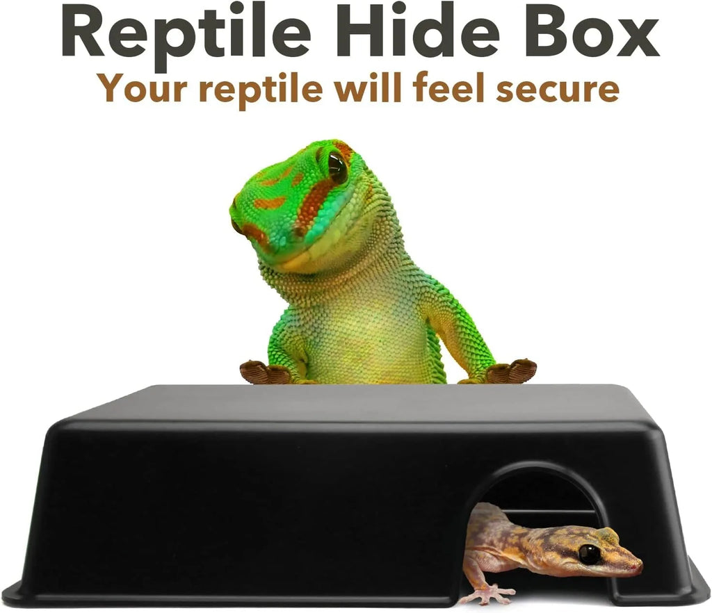 Ventilated Reptile Hide Box — Rectangular Shelter for Geckos, Snakes & Spiders