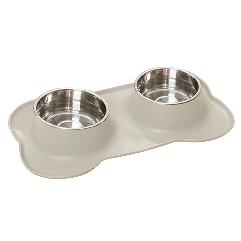 Stainless Steel Double Pet Bowl Set