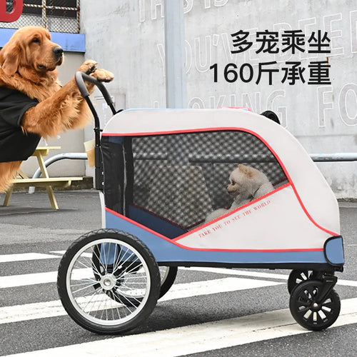 Large Pet Stroller for Large Dogs Cats Elderly Disabled Pets Outdoor Walking Carrier Foldable Heavy Duty Pet Travel Push Cart