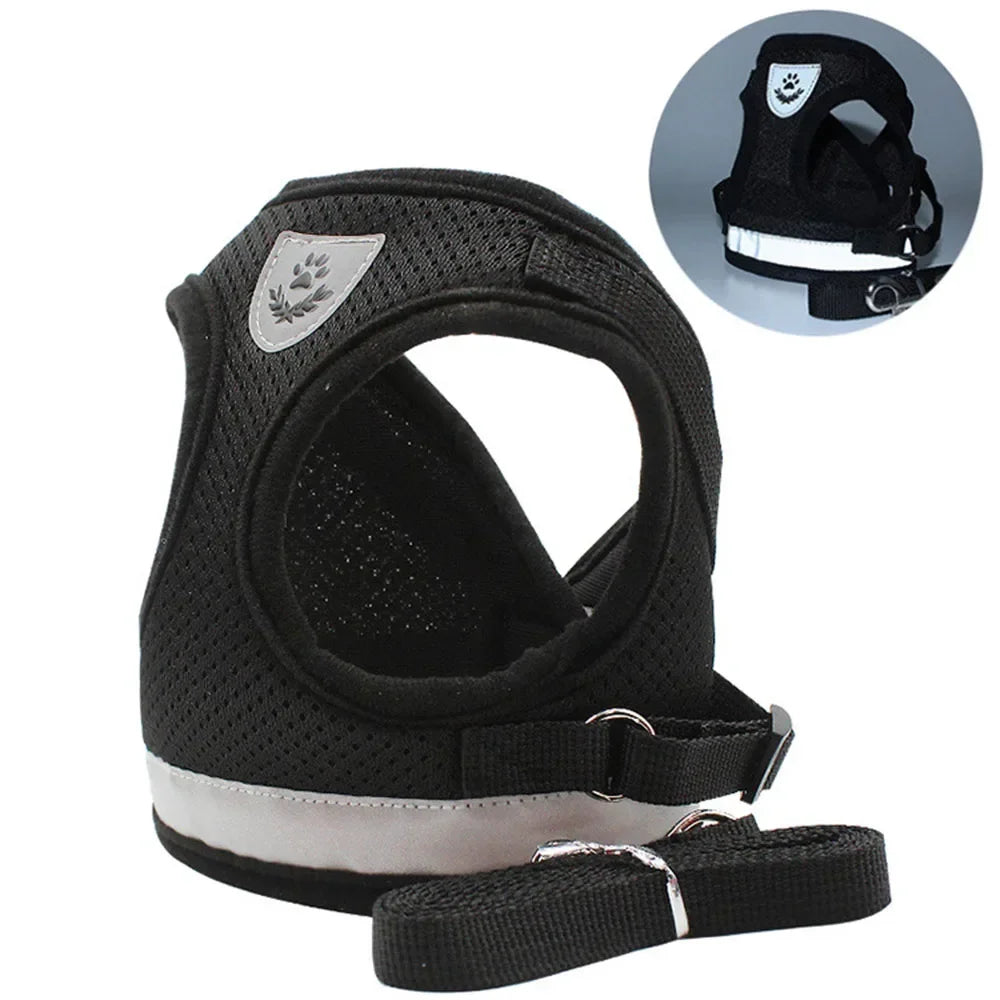 Reflective Escape-Proof Mesh Harness & Leash Set — For Cats & Small Dogs