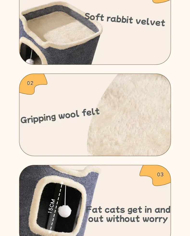 Cozy Cat Cave Bed with Hideaway Hut, Washable