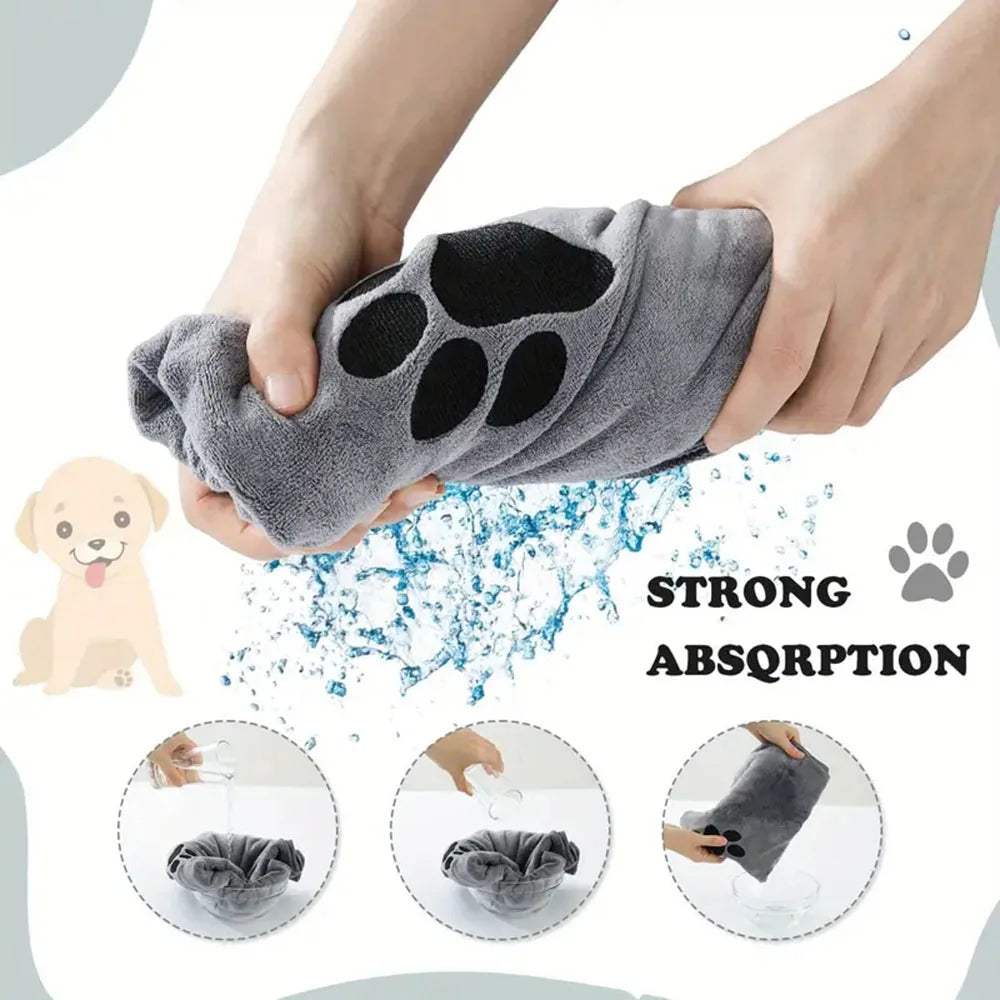 Microfiber Dog & Cat Bath Towel — Embroidered, Super-Absorbent, Two Sizes