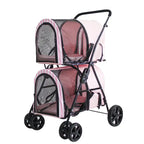 Luxury Double Pet Stroller for Large Dogs & Cats — 4-Wheel Travel Carriage for Two Pets