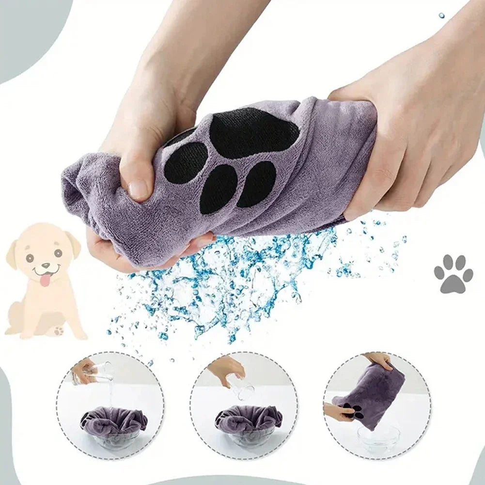 Embroidered Microfiber Pet Bath Towel — Soft, Quick-Drying, Two Sizes