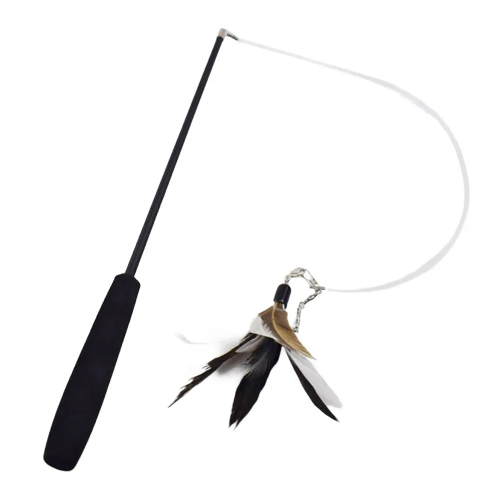 3-Section Telescopic Cat Wand — Extendable Interactive Fishing Pole Toy