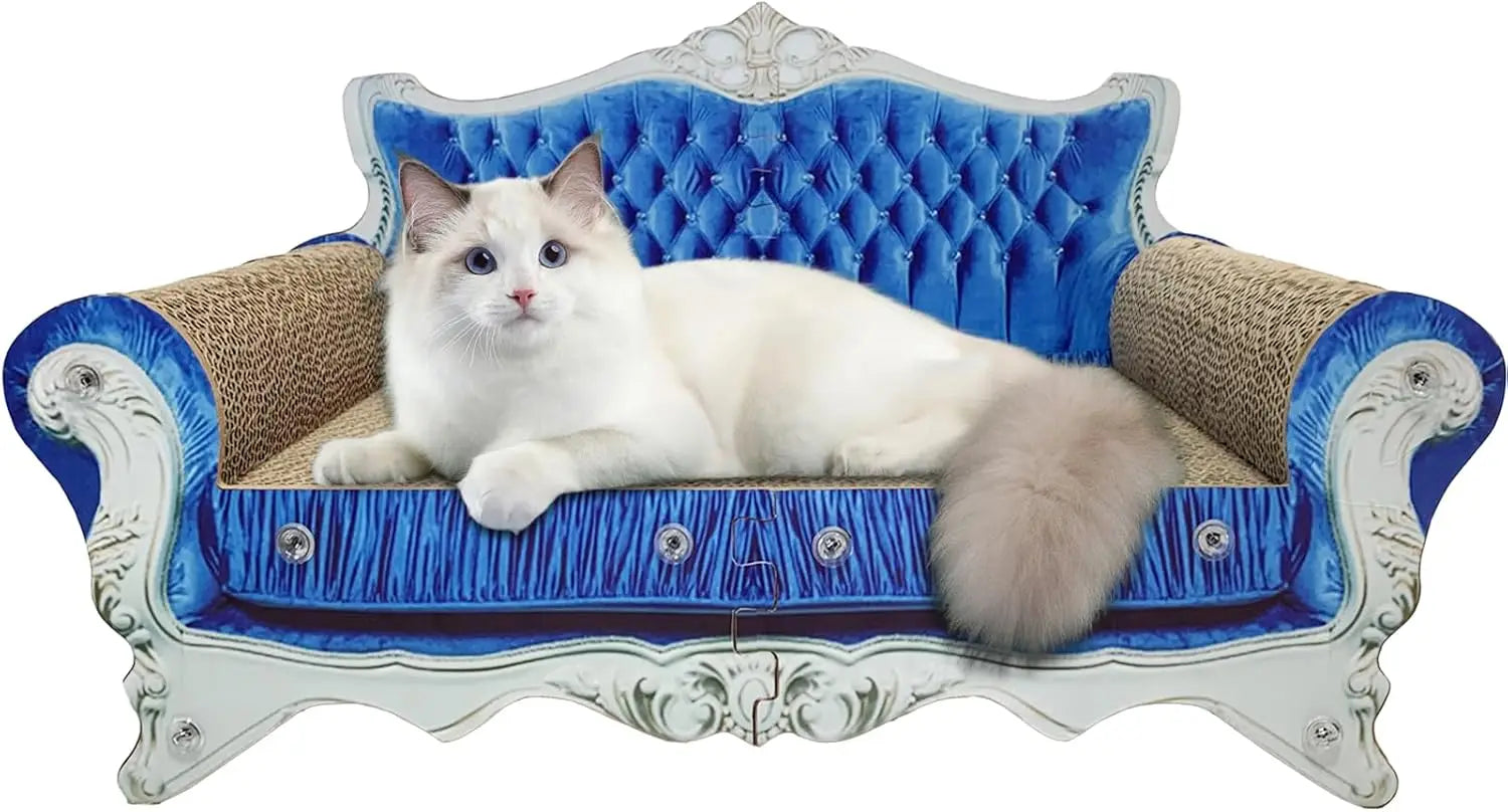 Couch-Shaped Cardboard Cat Scratcher Sofa with Catnip