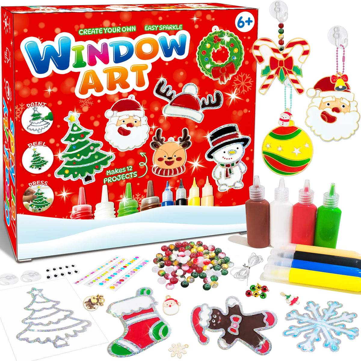 DIY Christmas Window Paint Art Kit (208-Piece Craft Set)