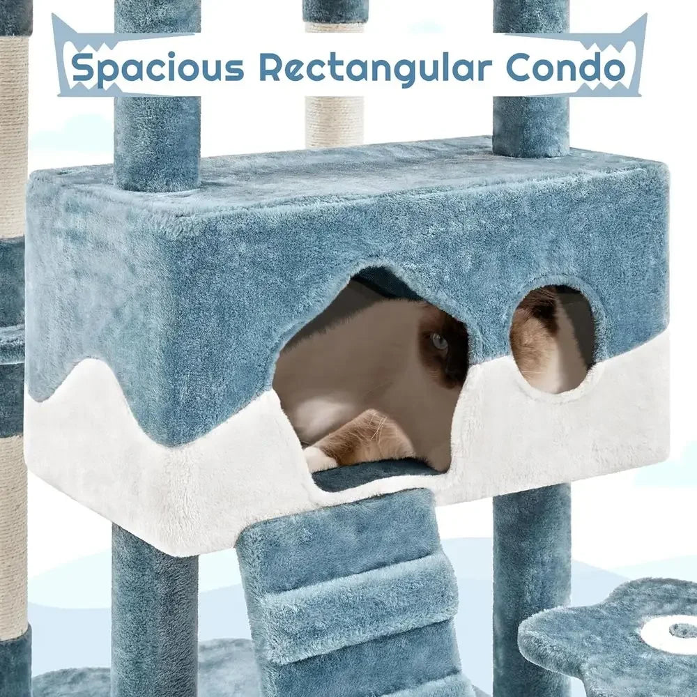 Ocean-Themed Multi-Level Cat Tower for Large Cats