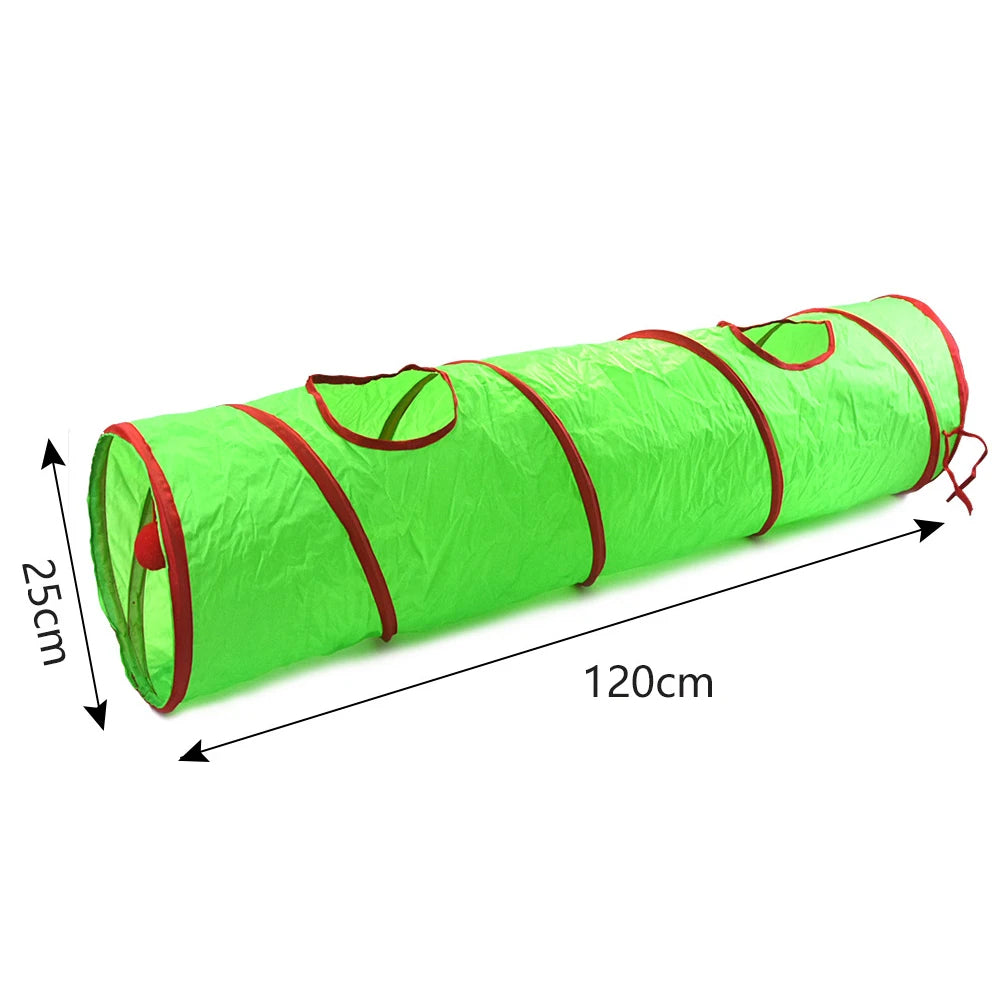 Christmas Cat Tunnel Toy — Foldable Crinkle Play Tube