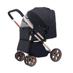 Foldable Pet Stroller Cart with Changeable Handle Configuration for Cats