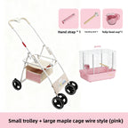 Foldable Lightweight Pet Stroller with Storage Space for Parrots, Dogs & Cats — Portable Outdoor Cart