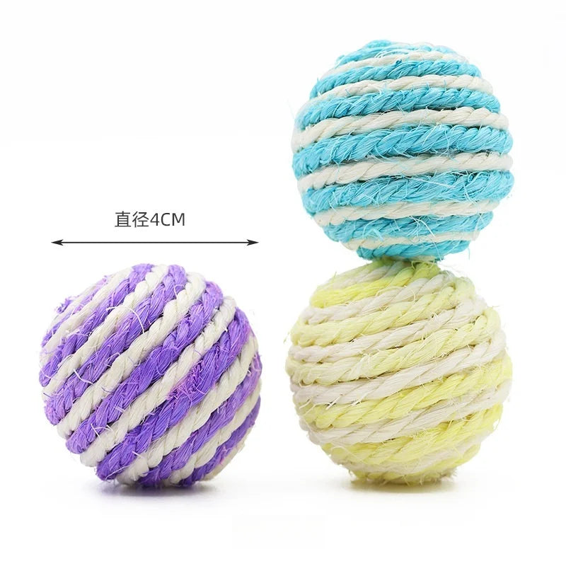 5-Pack Sisal Sphere Cat Toy Balls — Durable Interactive Scratch, Bite & Self-Play Cat Balls
