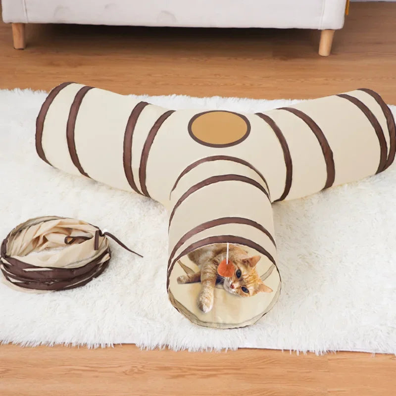 Foldable Crinkle Cat Play Tunnel