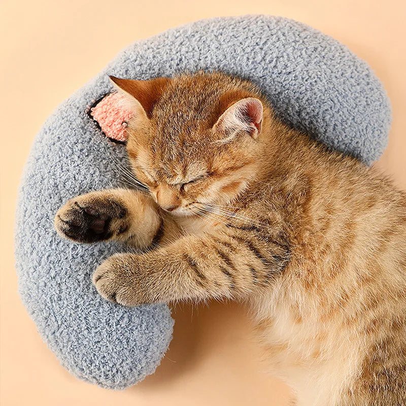 U-Shaped Plush Pet Pillow — Cervical Support Sleep Cushion for Cats & Dogs
