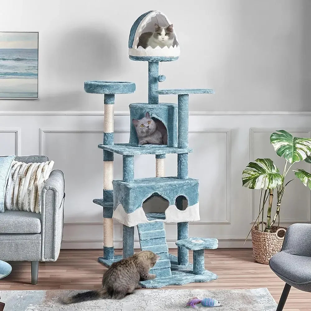Ocean-Themed Multi-Level Cat Tower for Large Cats