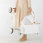 Luxury PU Leather Pet Stroller with Car Pet Basket for Cats & Dogs