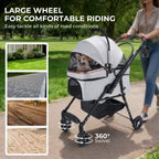 4-Wheel Pet Stroller with 360-Degree Rotating Wheels & Separable Carrier for Dogs & Cats