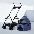 4-Wheel Foldable Dog & Cat Stroller with Cup Holder & Detachable Carrier