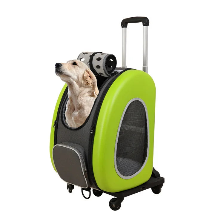 Cat Backpack & Foldable Pet Trolley Hybrid Carrier for Cats & Small Dogs