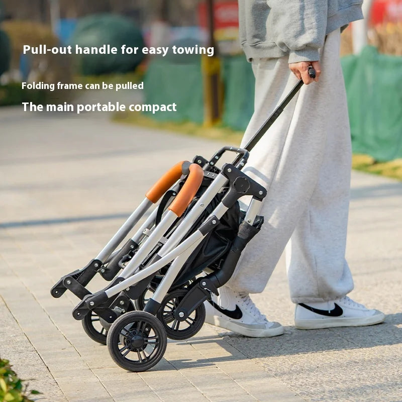 Lightweight Foldable 4-Wheel Pet Stroller for Medium, Large Dogs & Teddy Breeds