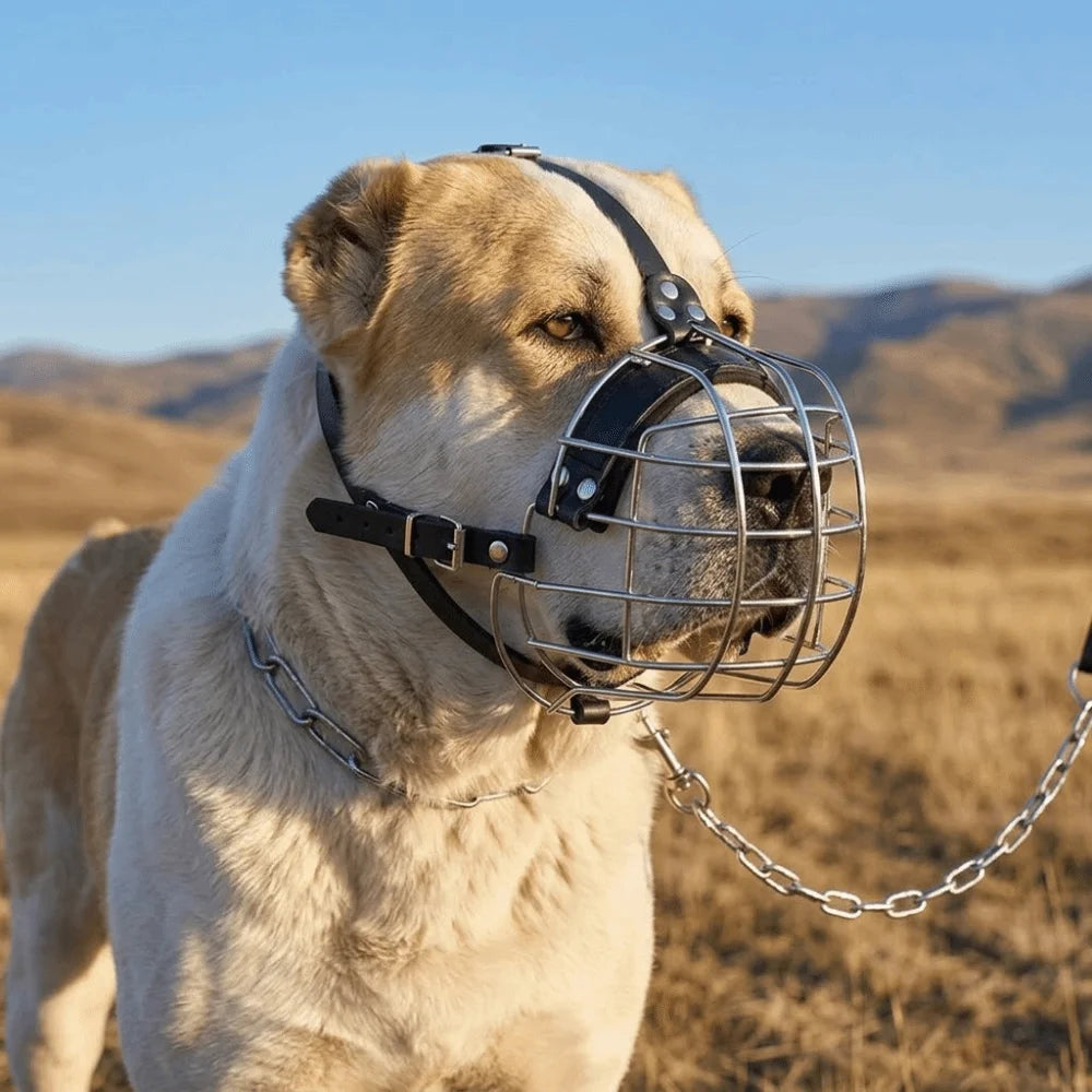 Metal Basket Dog Muzzle (Vet Visits, Anti-Scavenge, Easy Clean)