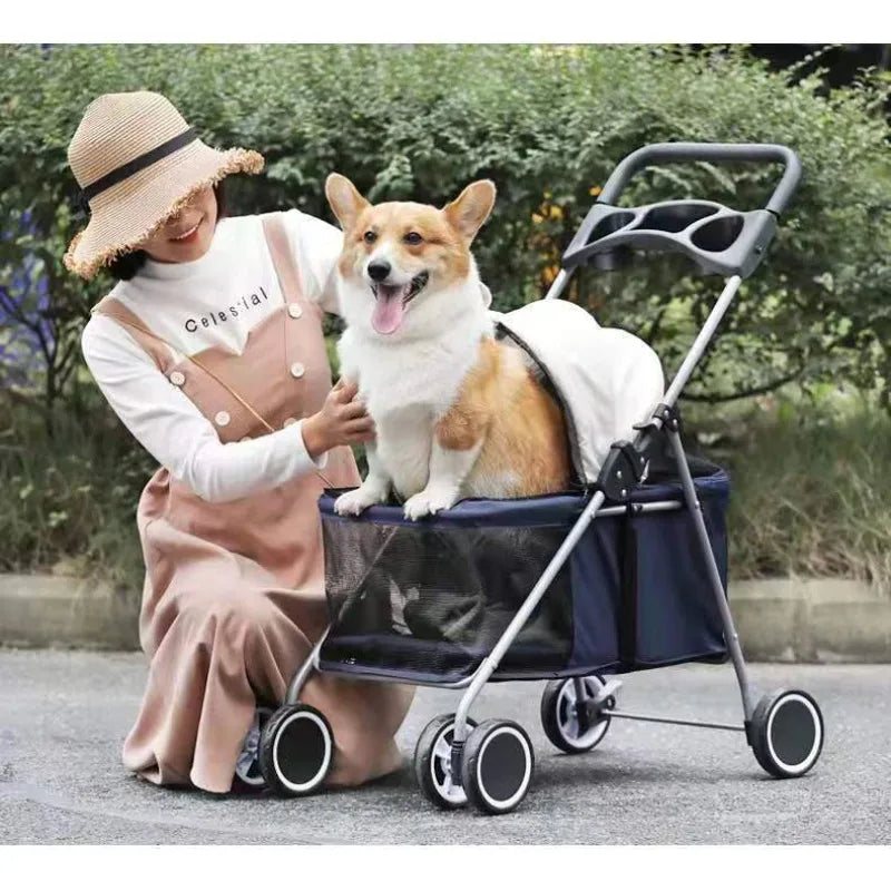 Portable Folding Pet Stroller for Cats, Dogs, Rabbits & Hamsters