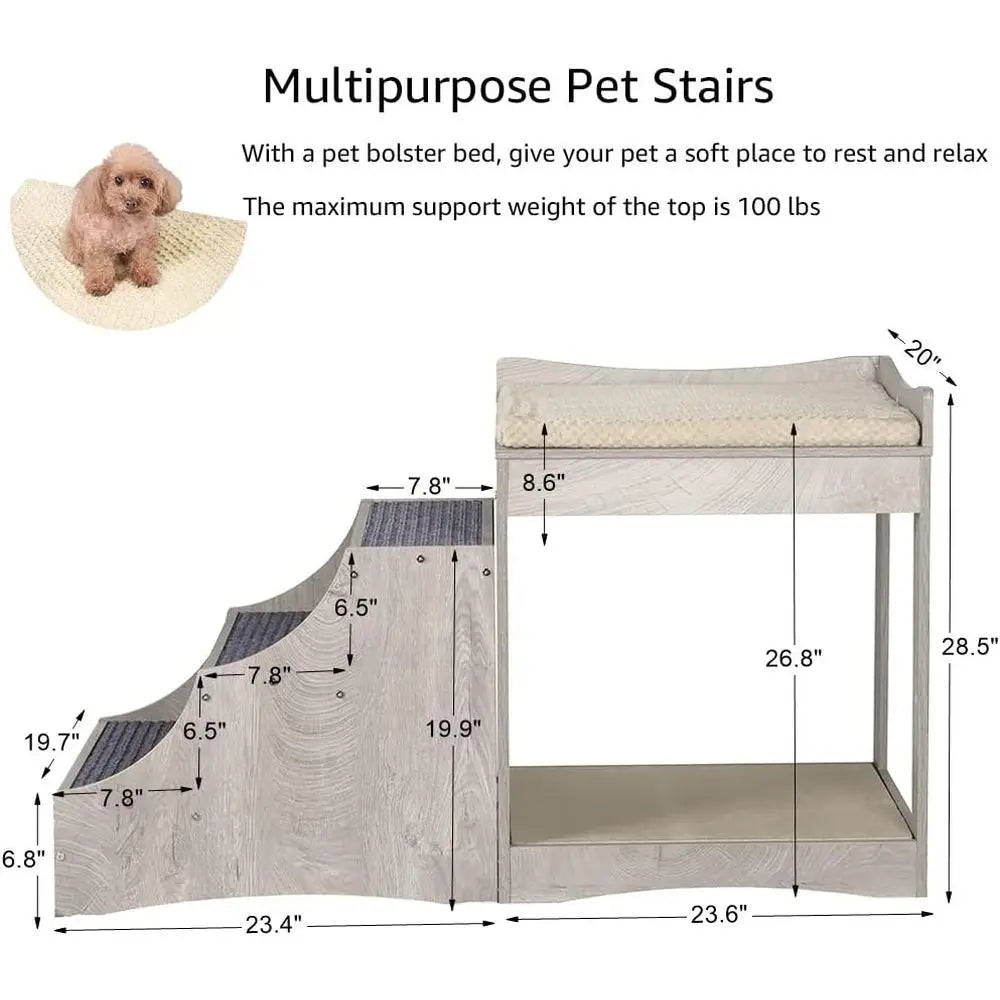 Multi-Tier Pet Bed with Removable Steps & Scratch Pad