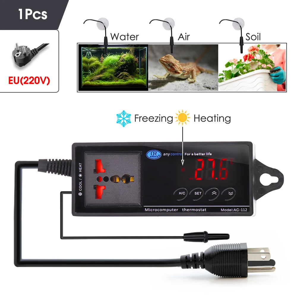 Digital Terrarium Thermostat — LED Controller with Waterproof Probe