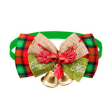 Christmas Bow Tie Collar with Bell (Red & Plaid Design)