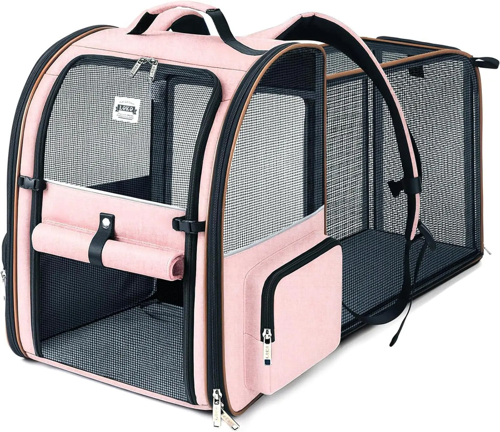 Large Expandable Foldable Pet Carrier Backpack for Dogs, Puppies & Medium Cats up to 18 lbs