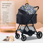 2026 Lightweight Foldable Pet Stroller with Detachable Small Cart for Dogs & Cats