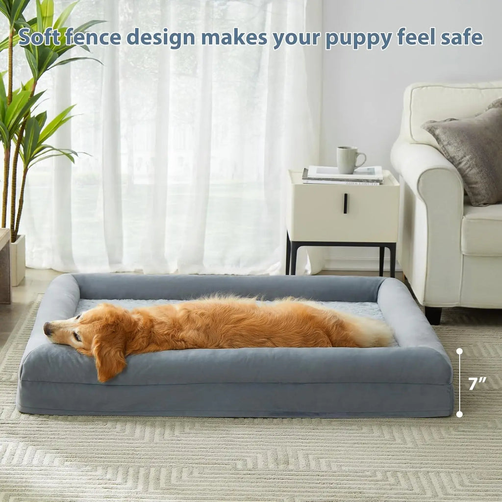 XXL Orthopedic Dog Sofa Bed with Bolsters for Giant Breeds