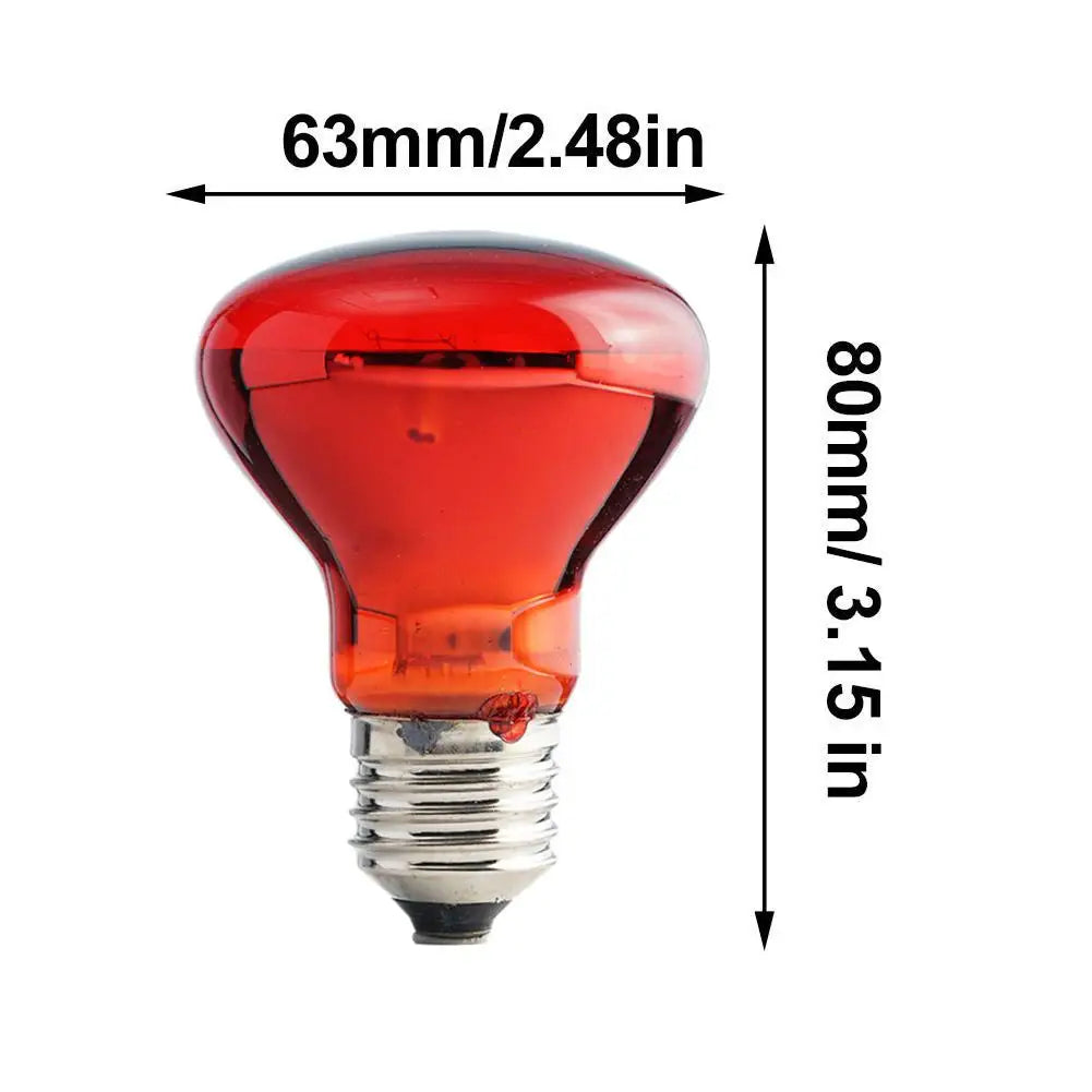 E27 Infrared Reptile & Poultry Heat Bulb — 25W-100W, Lightweight Design