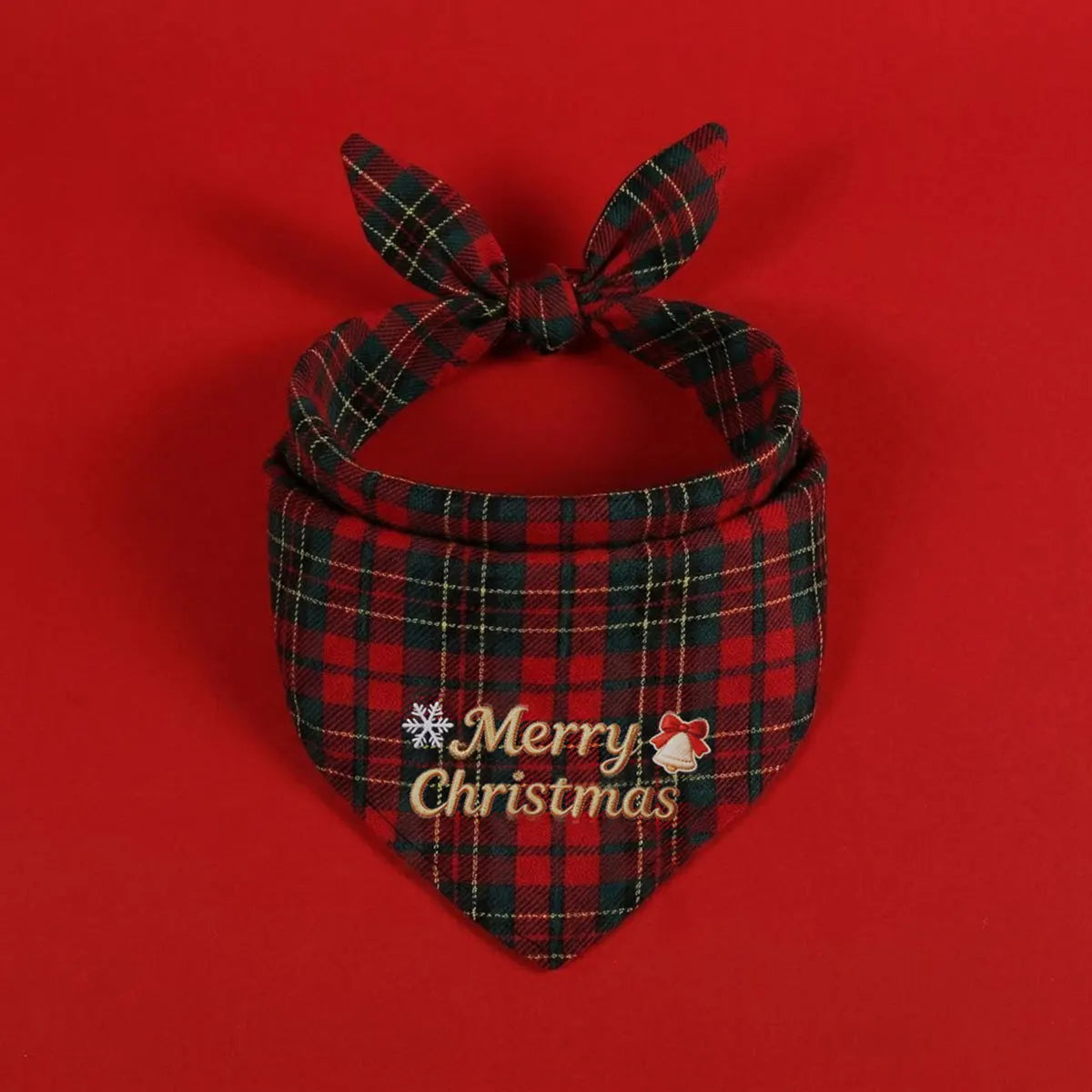 Christmas Plaid Bandana Bib & Hat Set for Dogs & Cats