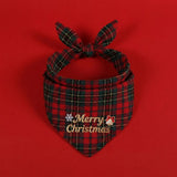 Christmas Plaid Bandana Bib & Hat Set for Dogs & Cats