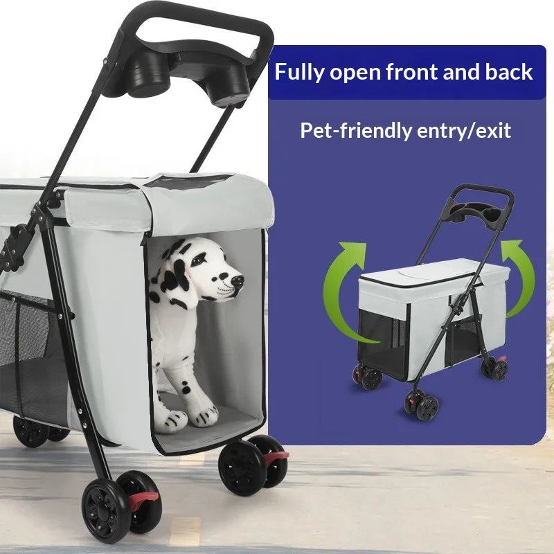 Foldable All-Terrain Large Dog & Cat Stroller Cart — Portable Outdoor Carrier