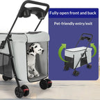 Foldable All-Terrain Large Dog & Cat Stroller Cart — Portable Outdoor Carrier