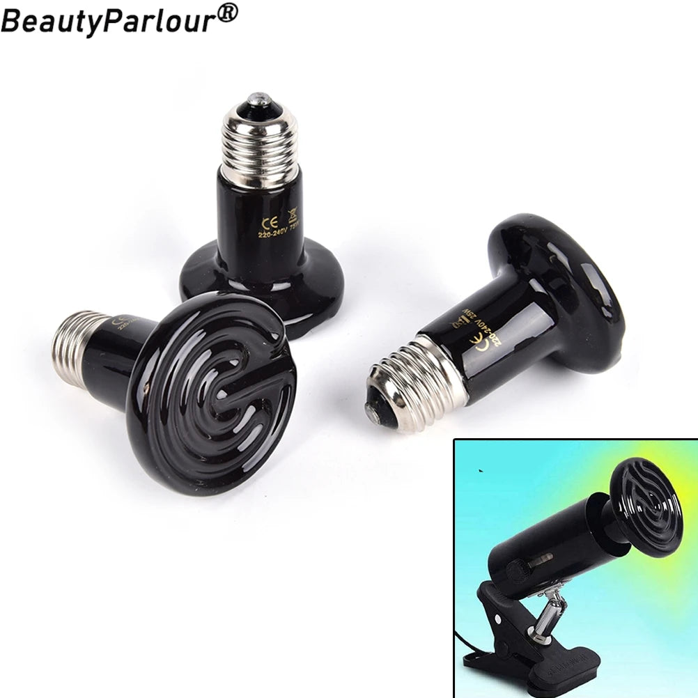 Black Ceramic Heat Emitter — No-Light Infrared Bulb for Snake & Chameleon Tanks