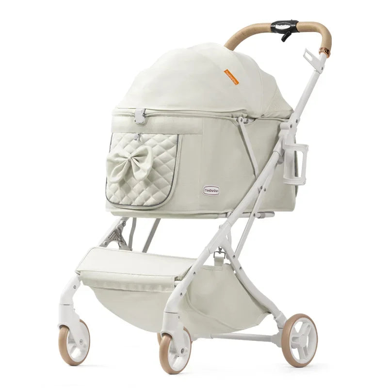 Breathable Convenient-Folding Puppy Stroller for Small & Medium Dogs