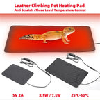 USB Leather Heating Pad — 3-Level Anti-Scratch Warmer for Reptiles & Small Pets