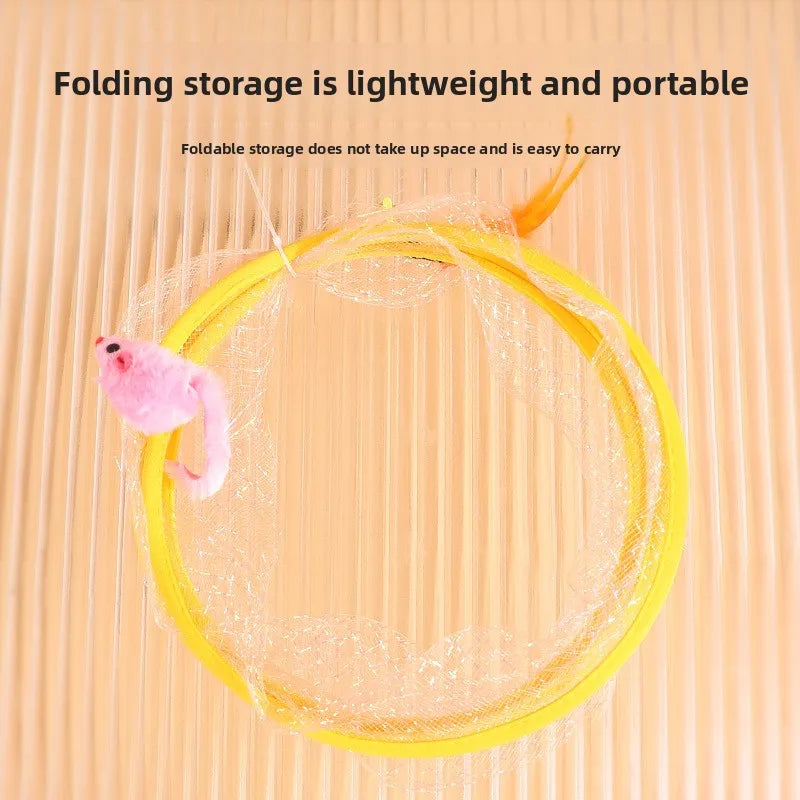 Foldable S-Shaped Cat Tunnel — 8-Channel Steel Wire Frame for Multi-Cat Play