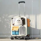 Wheeled Pet Carrier Backpack with Feeding Window & Large Storage