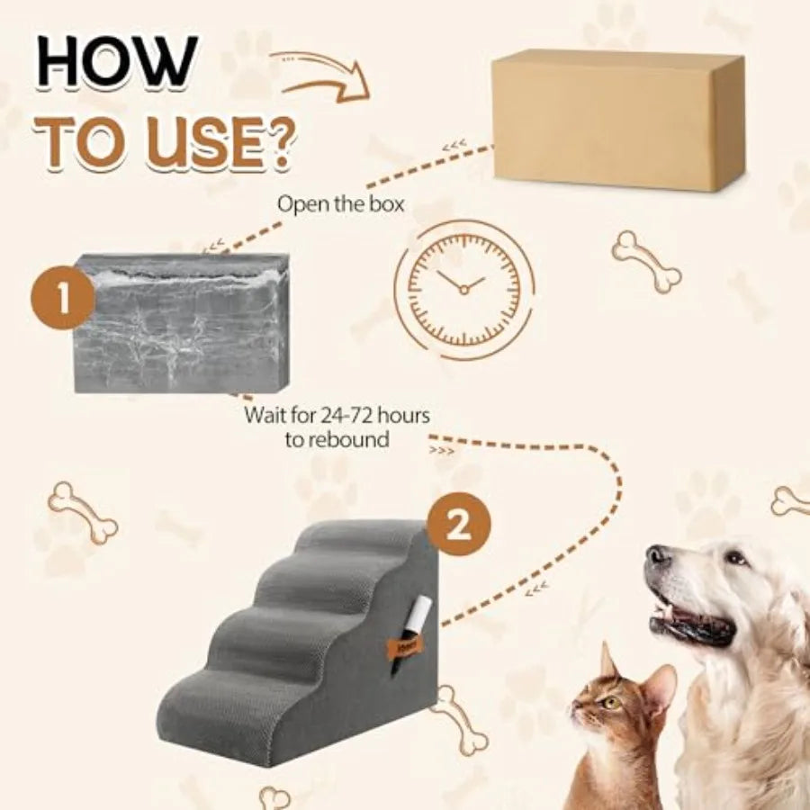 Non-Slip Waterproof Pet Stairs Ramp for Beds & Couches