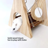 Apple Wood Hamster Swing & Chew Toy — Triangular Wooden Playground